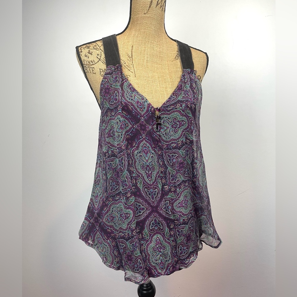 Babydoll Y2K Silk Purple Paisley Velvet Top Blouse Boho Fairy Whimsigoth